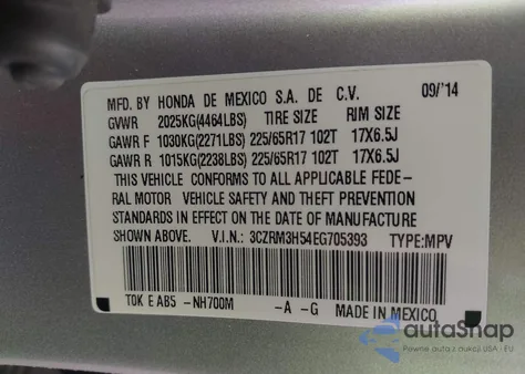 2014 Honda Cr-V Ex from USA, damaged, VIN 3CZRM3H54EG705393